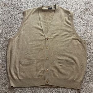 TSE cashmere silk vest tan button front preppy academia grandpa core Large